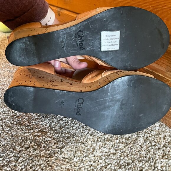 Chloe Leather Cork Wedge Size 40.5 /USA 10.5 - Picture 4 of 7